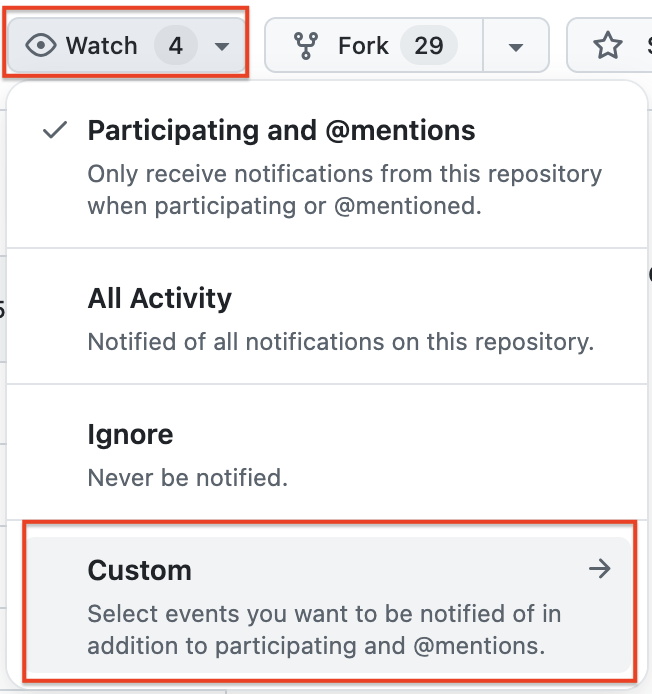 watch button dropdown